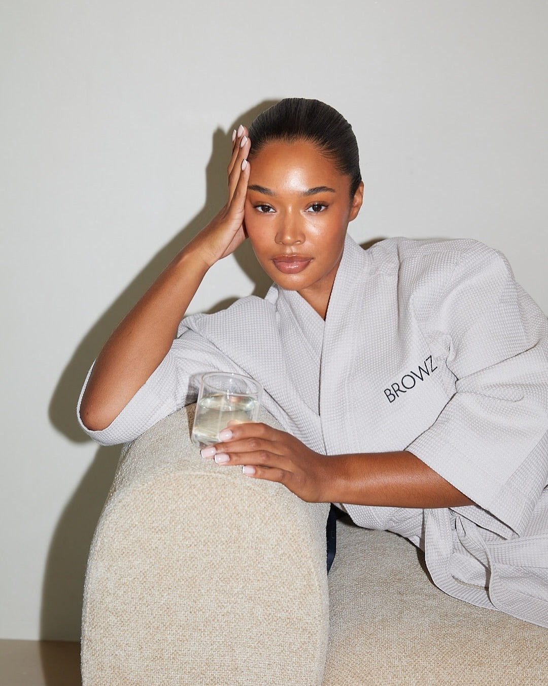 Natural, glowing portrait of a woman’s face with clear skin, showcasing the fresh look Profhilo Dubai helps achieve at BROWZ.