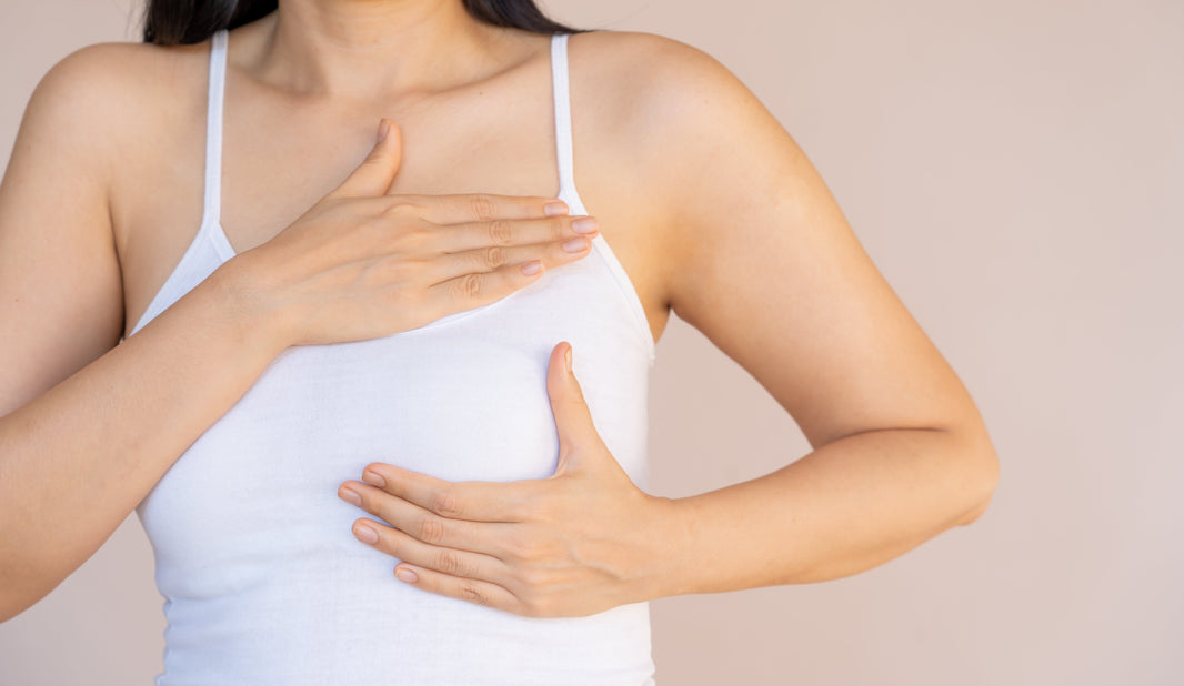 Patient's chest before body fat transfer to breast procedure.