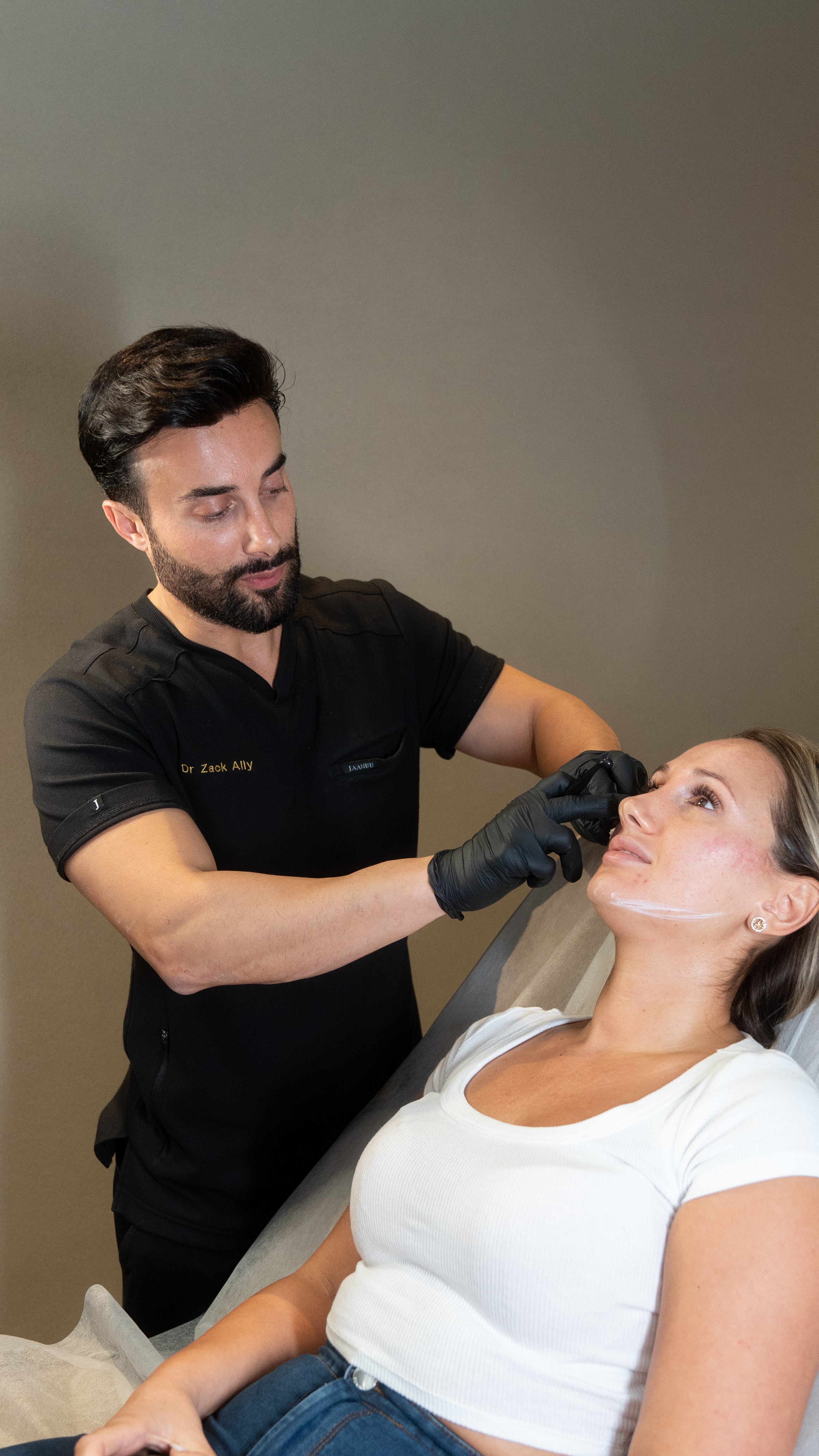 Client during facial asymmetry consultation
