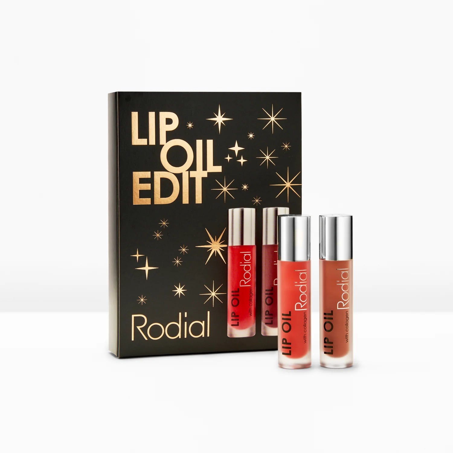 A Lip Oil Edit Kit in two shades, a perfect Christmas gift ideas for a glossy, hydrated look this season, available at BROWZ Shop.