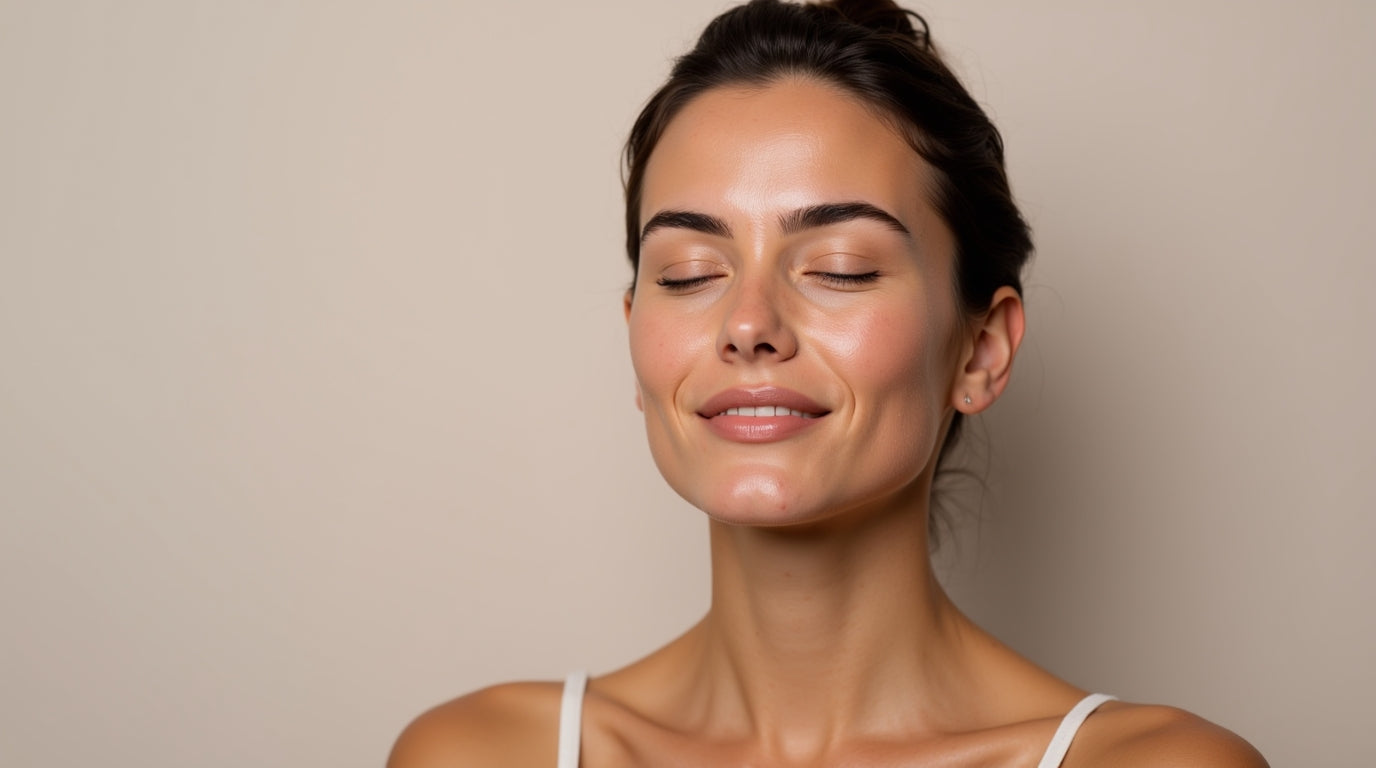 A final look of a woman's radiant skin, representing the glow achieved after Sculptra injections by specialists at BROWZ Dubai.
