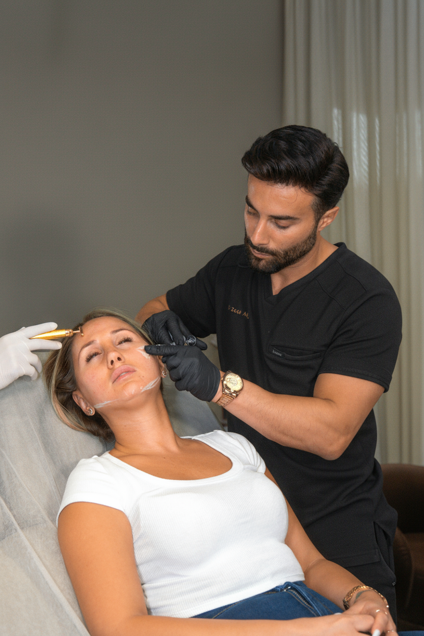 A woman enjoys Profhilo treatment at BROWZ in Dubai, enhancing her skin’s hydration, firmness, and natural youthful glow.