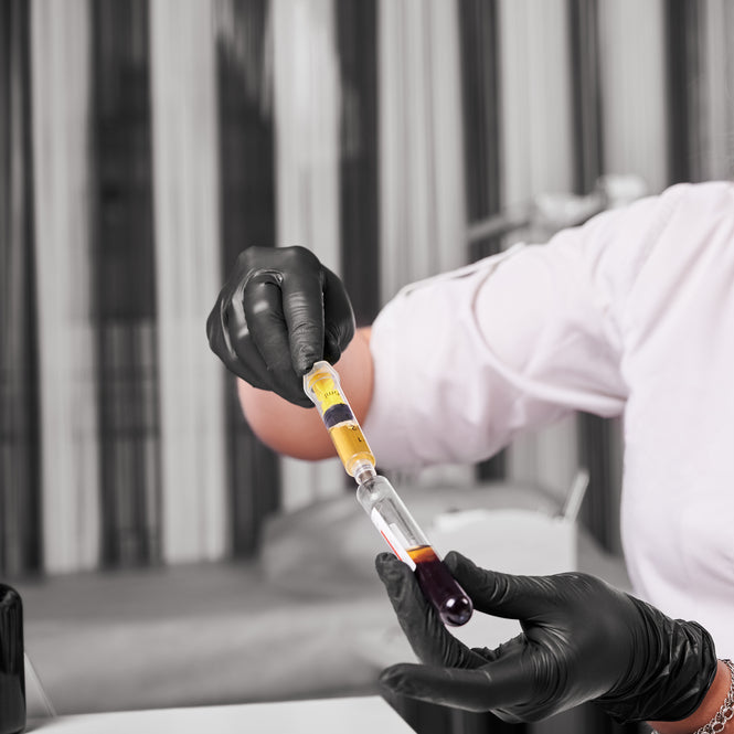 In about 10 minutes, the blood separates into three distinct layers: platelet-rich plasma, platelet-poor plasma, and red blood cells. Using a syringe, the specialist carefully collects the platelet-rich plasma (PRP) for use in the treatment.